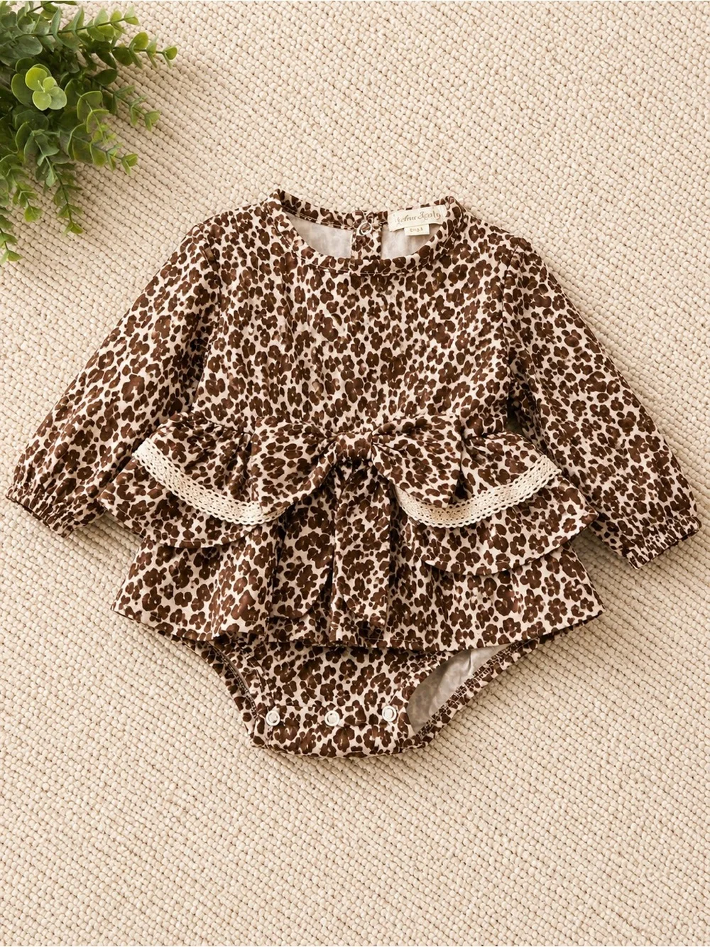 Leopard Print Ruffle Baby Romper